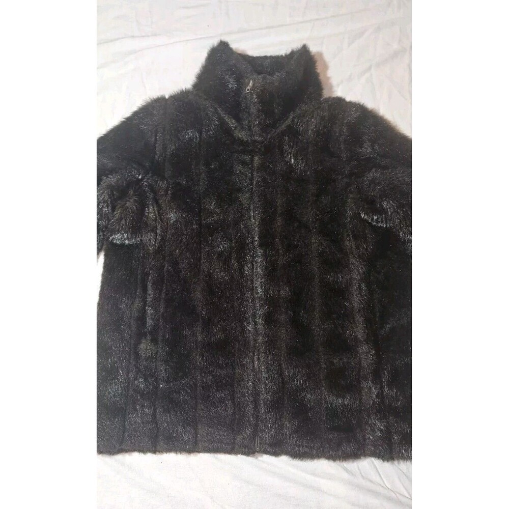 Vtg Roamans Dark Brown Faux Fur Coat Size 1X Jacket Whimsigoth Viking - Picture 5 of 10